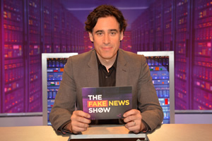 The Fake News Show. Stephen Mangan. Copyright: Hat Trick Productions The Fake News Show. Stephen Mangan. Copyright: Hat Trick Productions